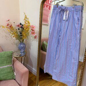 NWT Zara Striped Wide Leg Pajama Style Pants - Blue/White - Size M